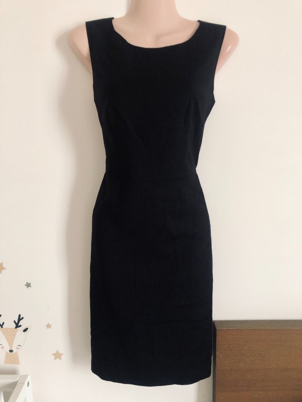 NWT Mexx Metropolitan Black Pinstripe Sheath Dress Size 34 Fitted Stretch Office - Picture 3 of 16